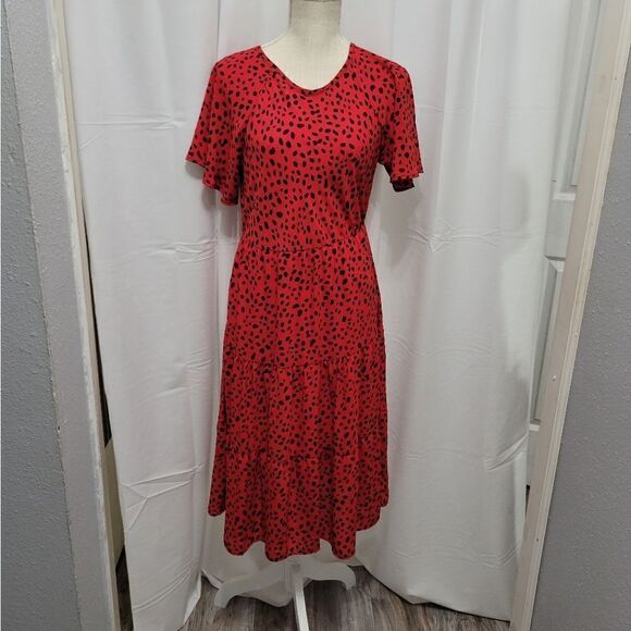 Reb. In J red spotted midi dress sz S - Picture 4 of 9